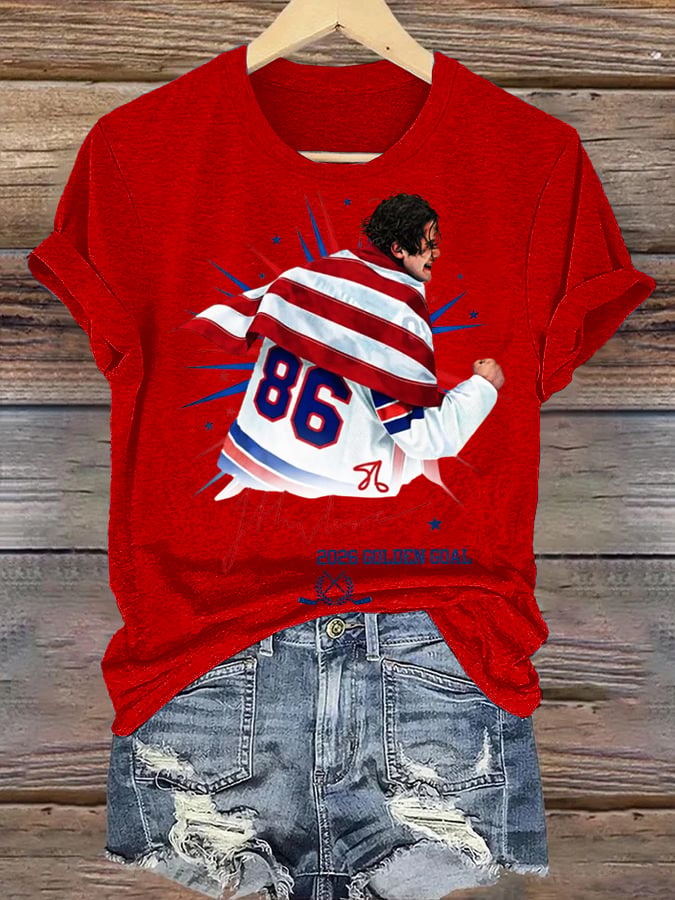 Women's Ice Hockey Print Casual T-Shirt