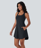 Cut Out Pocket 2-Piece Mini Yoga Active Dress