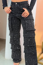 Women's Multi-pocket Rhinestone Casual Jeans --(SIZE:UK8-22,EU36-50)