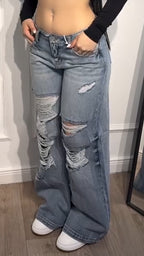 Ladies Ripped Water Washed Casual Jeans