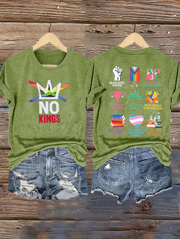 🔥Buy 3 Get 15% Off🔥Women's  No Kings Print T-Shirt