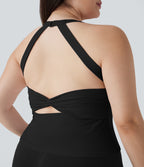 SoftlyZeroTM Plush Cut Out Yoga Plus Size Tank Top