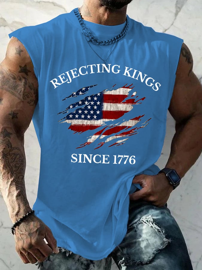 🔥Buy 3 Get 15% Off🔥Men's “Rejecting Kings Since 1776” Printed Casual Tank Top