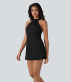 SoftlyZeroTM Airy Tie Back 2-in-1 Cool Touch Mini Yoga Active Dress with Pocket-UPF50+