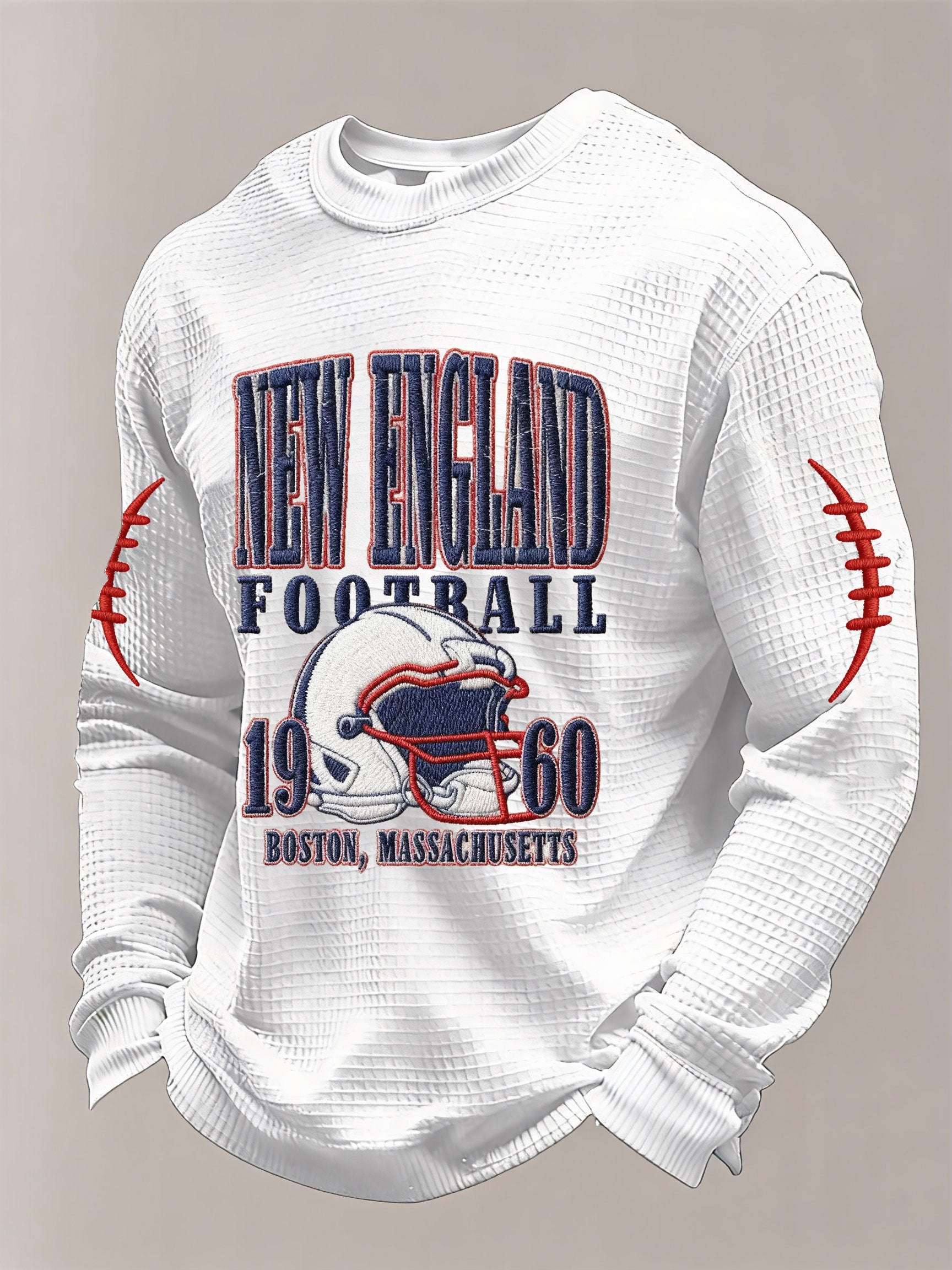 Men’s Football Graphic Waffle Knit Long Sleeve Crewneck T-Shirt