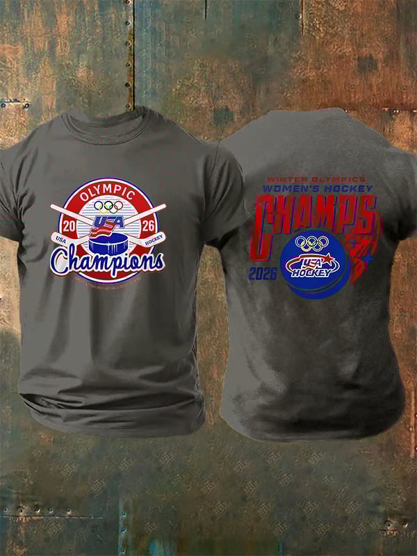 Men's  Ice Hockey Print Casual T-Shirt