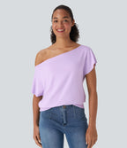 One Shoulder Short Sleeve Casual Top