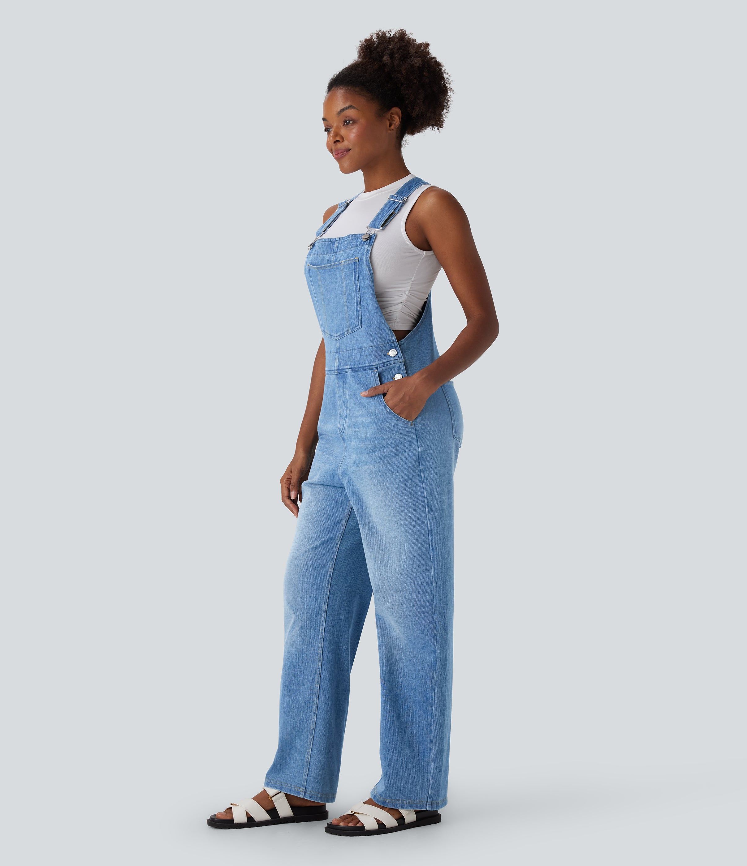 FlexTM Denim Casual Overalls with Pockets