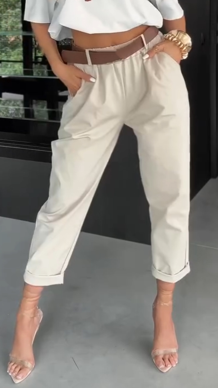Ladies Solid Color Casual Pants