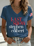 🔥Buy 3 Get 15% Off🔥V-Neck Retro Last Show Print T-Shirt