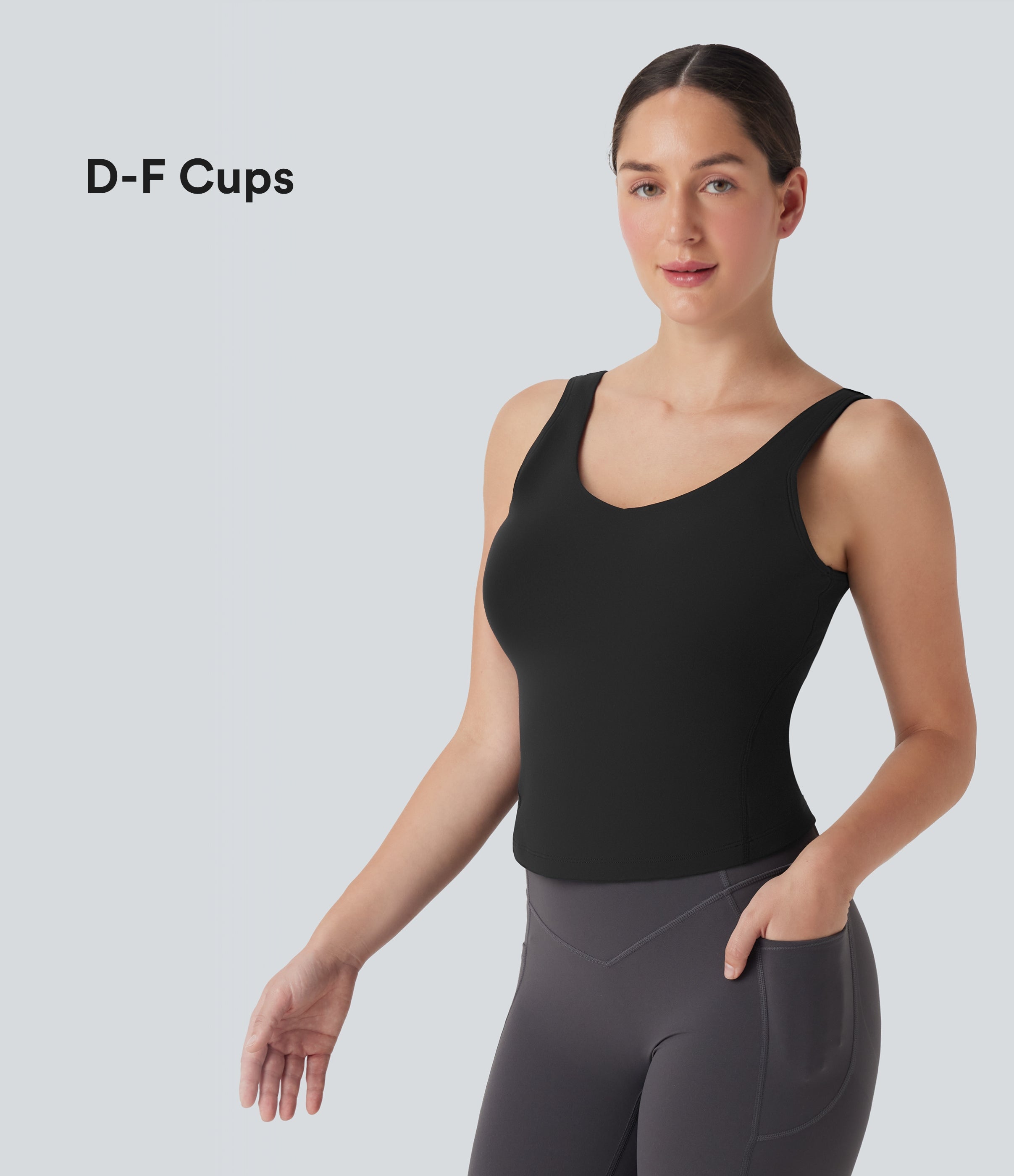 SoftlyZeroTM Plush Padded V Neck Running Tank Top-D/DD/DDD/F Cups