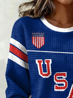 Retro USA Ice Hockey Print Sweatshirt