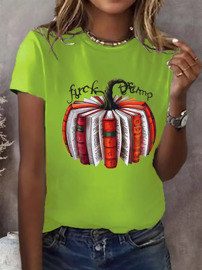 Women's  Fall Book Pumpkin DTF transfer - FDT, Fall Aesthetic print  T-Shirt