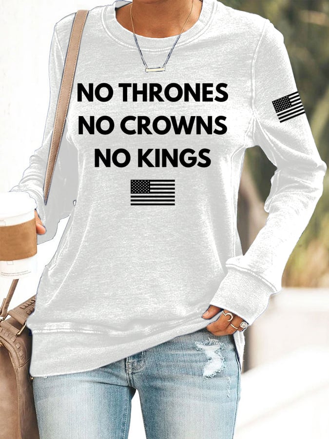 🔥Buy 3 Get 15% Off🔥Women's No Thrones No Crowns No Kings Print Round Neck Sweatshirt