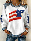 Women's rugby print long-sleeved sweatshirt