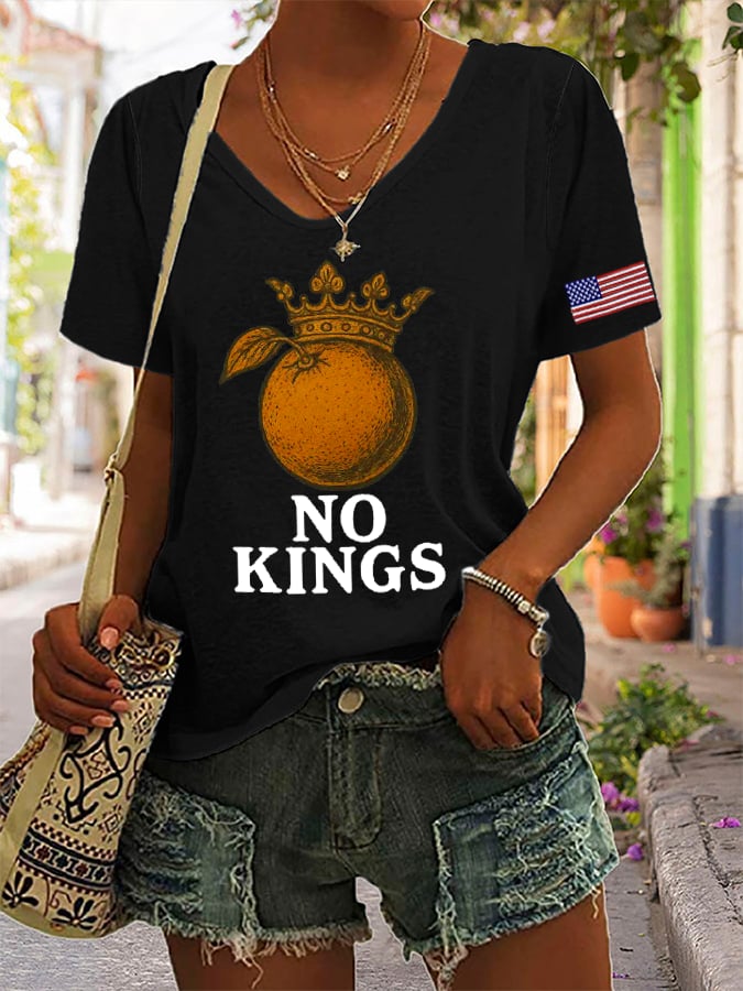 🔥Buy 3 Get 15% Off🔥Women's “No King in America SINCE1776” Print Casual T-Shirt