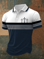 Men's Retro Faith  Casual Printed Polo Shirt