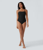 Ruched Texture Sheen One Piece Swimsuit