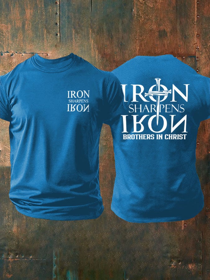 Men's Iron Sharpen Iron Printed Christian T-shirt