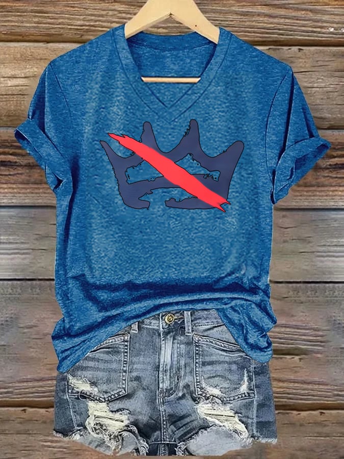 🔥Buy 3 Get 15% Off🔥V-neck Women's  America has no kings Printed Casual T-Shirt