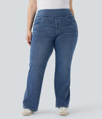 FlexTM High Waisted Pockets Washed Casual Bootcut Plus Size Jeans