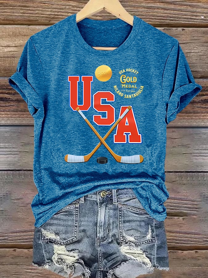 Women's  USA  Funny  Print T-Shirt