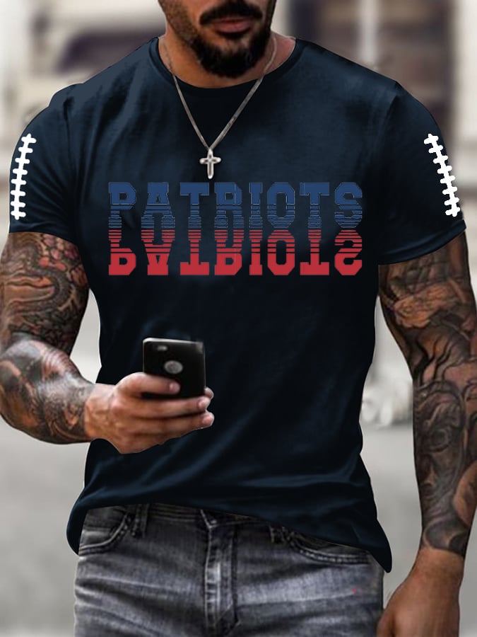 Men's Rugby Print Casual T-Shirt