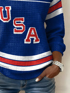 Retro USA Ice Hockey Print Sweatshirt