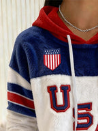 Retro USA Ice Hockey Print Hoodie