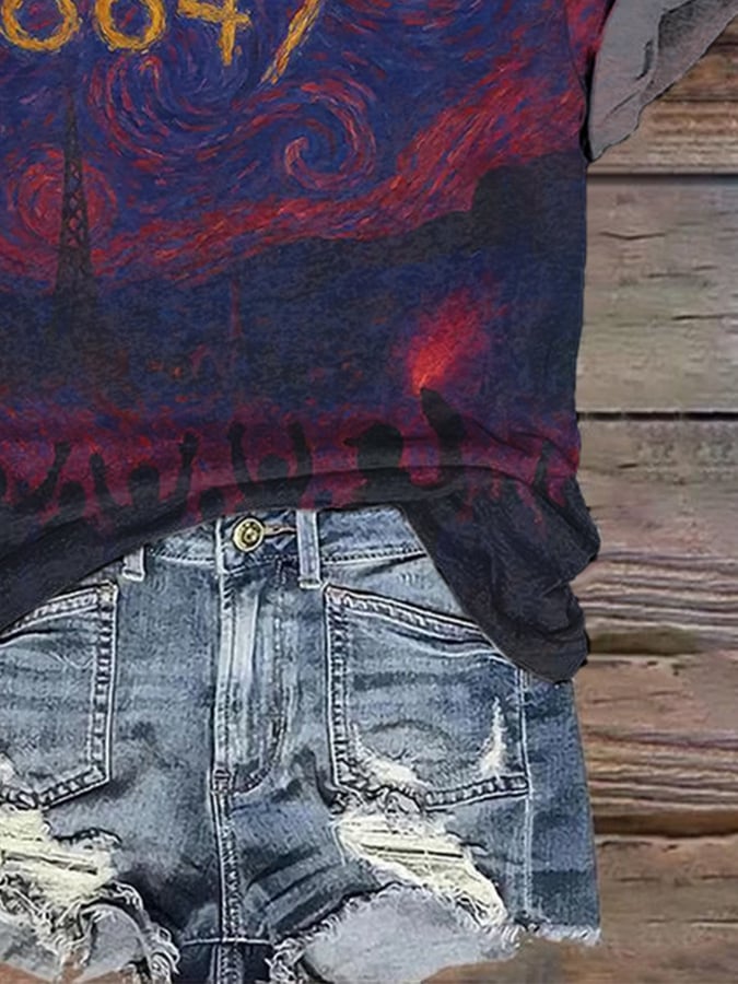 🔥Buy 3 Get 15% Off🔥Retro 8647 Starry Night Print T-Shirt