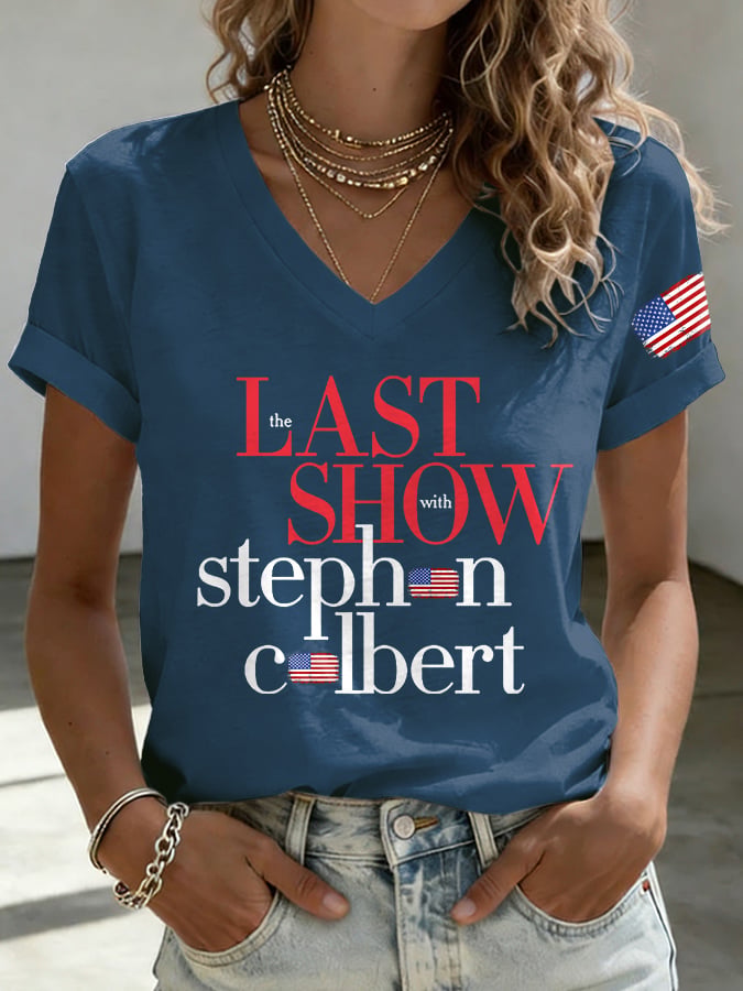 🔥Buy 3 Get 15% Off🔥V-Neck Retro Last Show Print T-Shirt