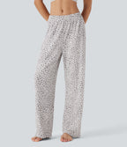 High Waisted Wide Leg Leopard Print Lounge Pants