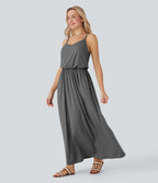 Maxi Flowy Slip Dress with Pockets