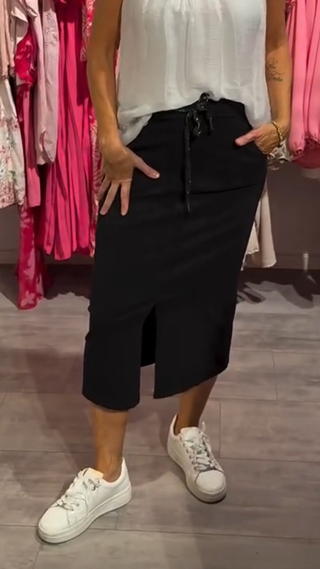Ladies' Slit Solid Color Casual Skirt