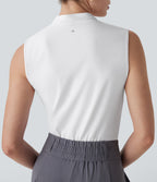 SoftlyZeroTM Airy V Neck Zipper Sleeveless Cool Touch Work Blouse-UPF50+