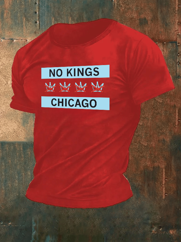🔥Buy 3 Get 15% Off🔥Men's  No Kings Chicago Flag Print  T-Shirt