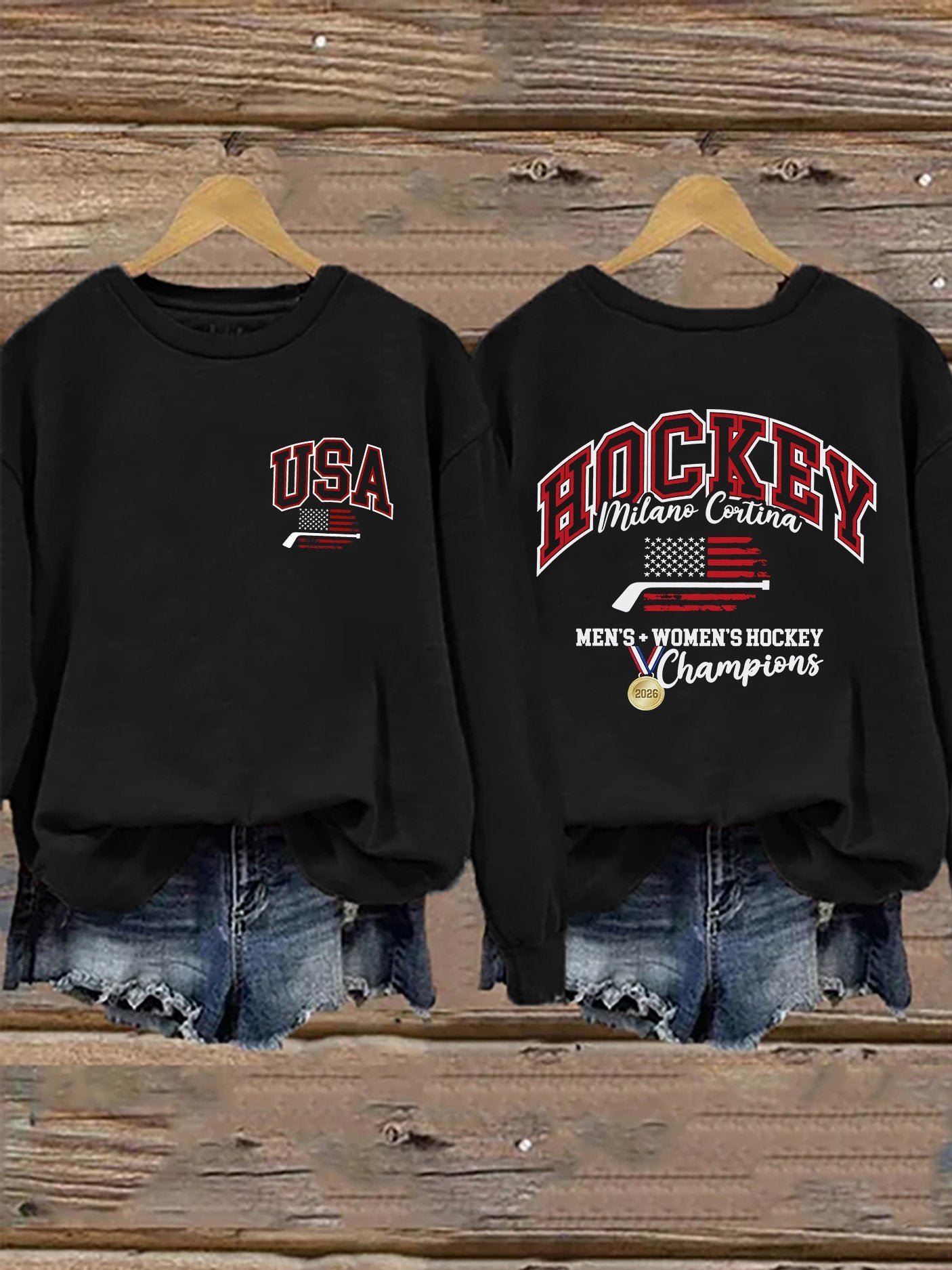 Women's  Hockey Print Sweatshirt