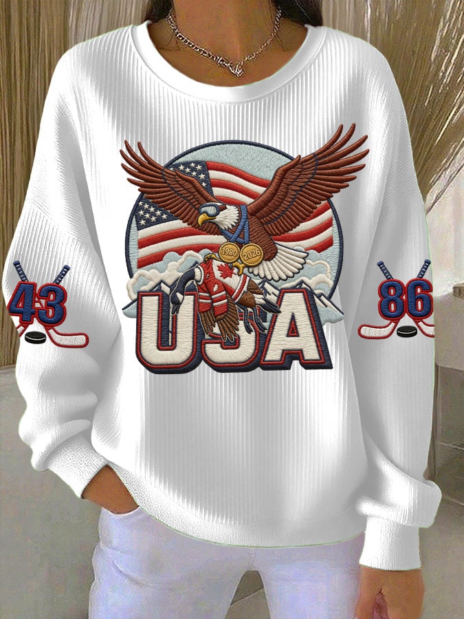 Women's Retro USA Ice Hockey Print Sweatshirt