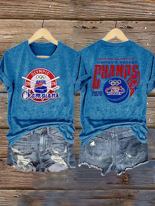 Women's  Ice Hockey Print Casual T-Shirt