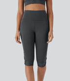 High-Waisted Cut-Out Quick-Dry Yoga Pedal Pusher Leggings with Pocket