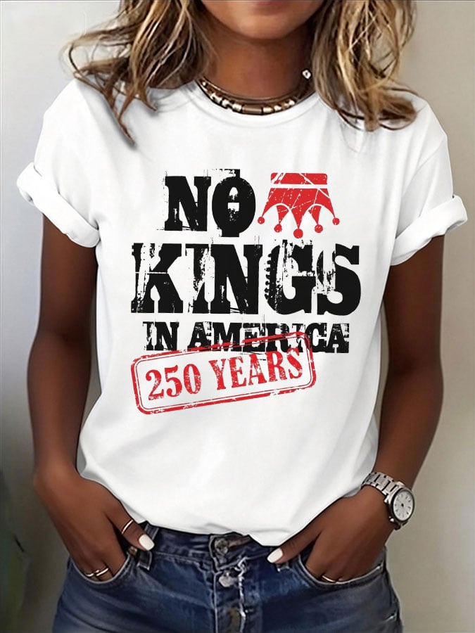 🔥Buy 3 Get 15% Off🔥Women's No Kings Print T-Shirt