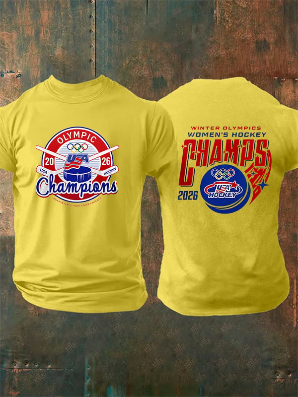 Men's  Ice Hockey Print Casual T-Shirt