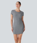 Ribbed Built-in Bra Bodycon Mini Yoga Active Dress