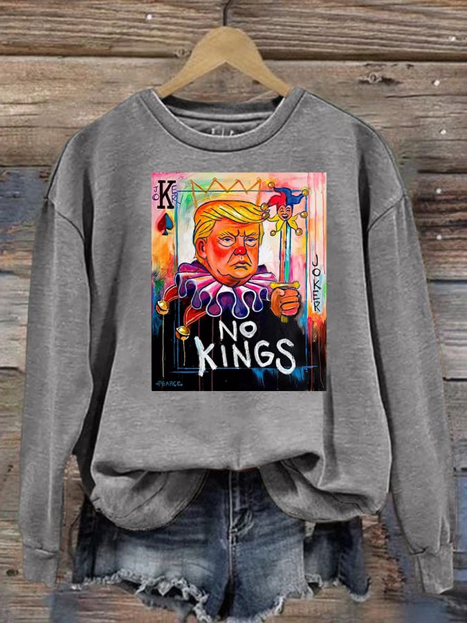 Women's   No Kings In America Print Casual  Sweatshirt