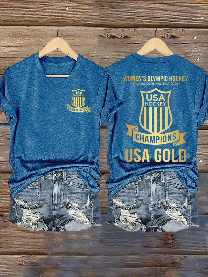 Women's Ice Hockey Print Casual T-Shirt