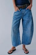Women Casual Loose Mid-Rise Tube-Cut Jeans