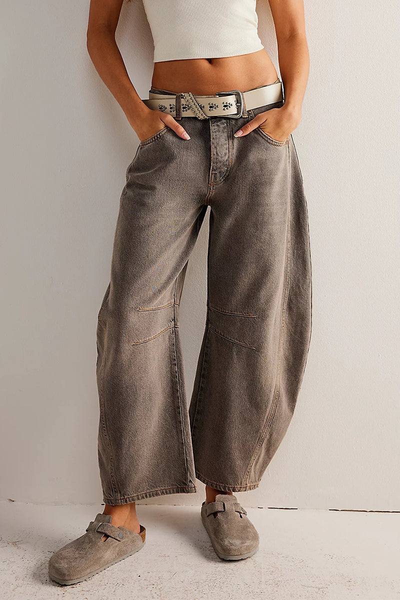 Women Casual Loose Mid-Rise Tube-Cut Jeans