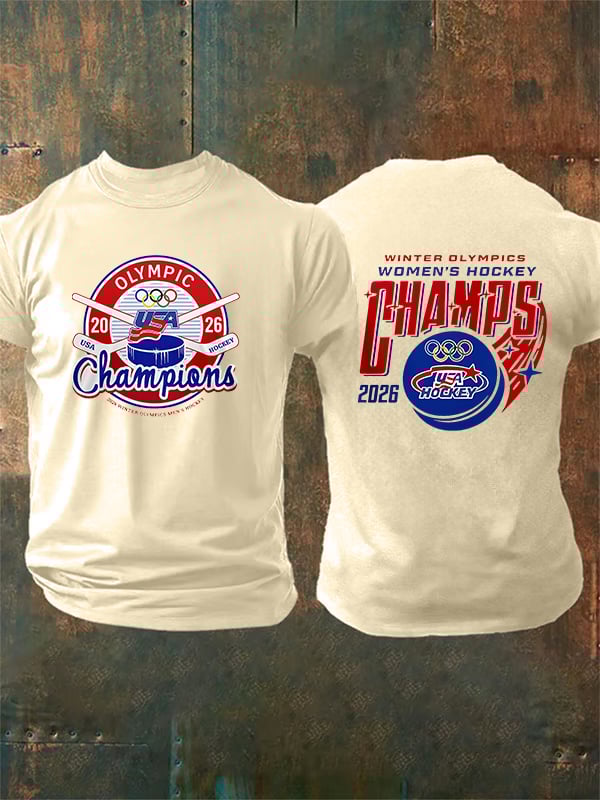 Men's  Ice Hockey Print Casual T-Shirt