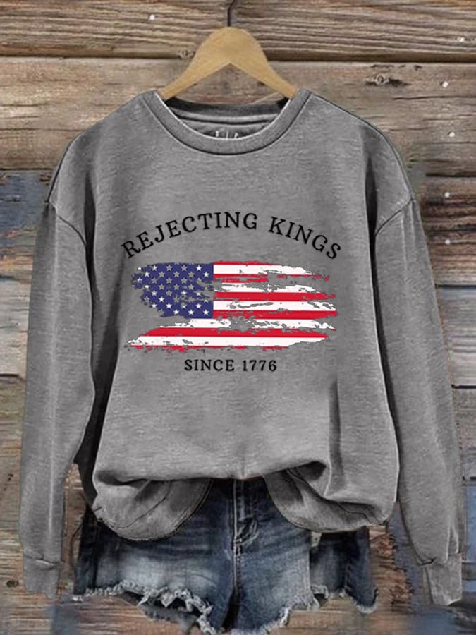 🔥Buy 3 Get 15% Off🔥Women's Rejecting Kings Since 1776 Print Casual Sweatshirt