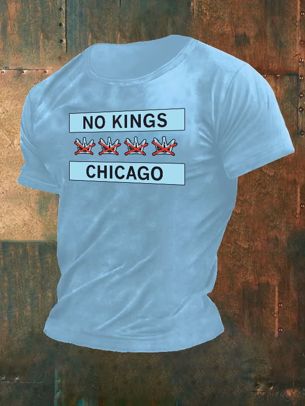 🔥Buy 3 Get 15% Off🔥Men's  No Kings Chicago Flag Print  T-Shirt